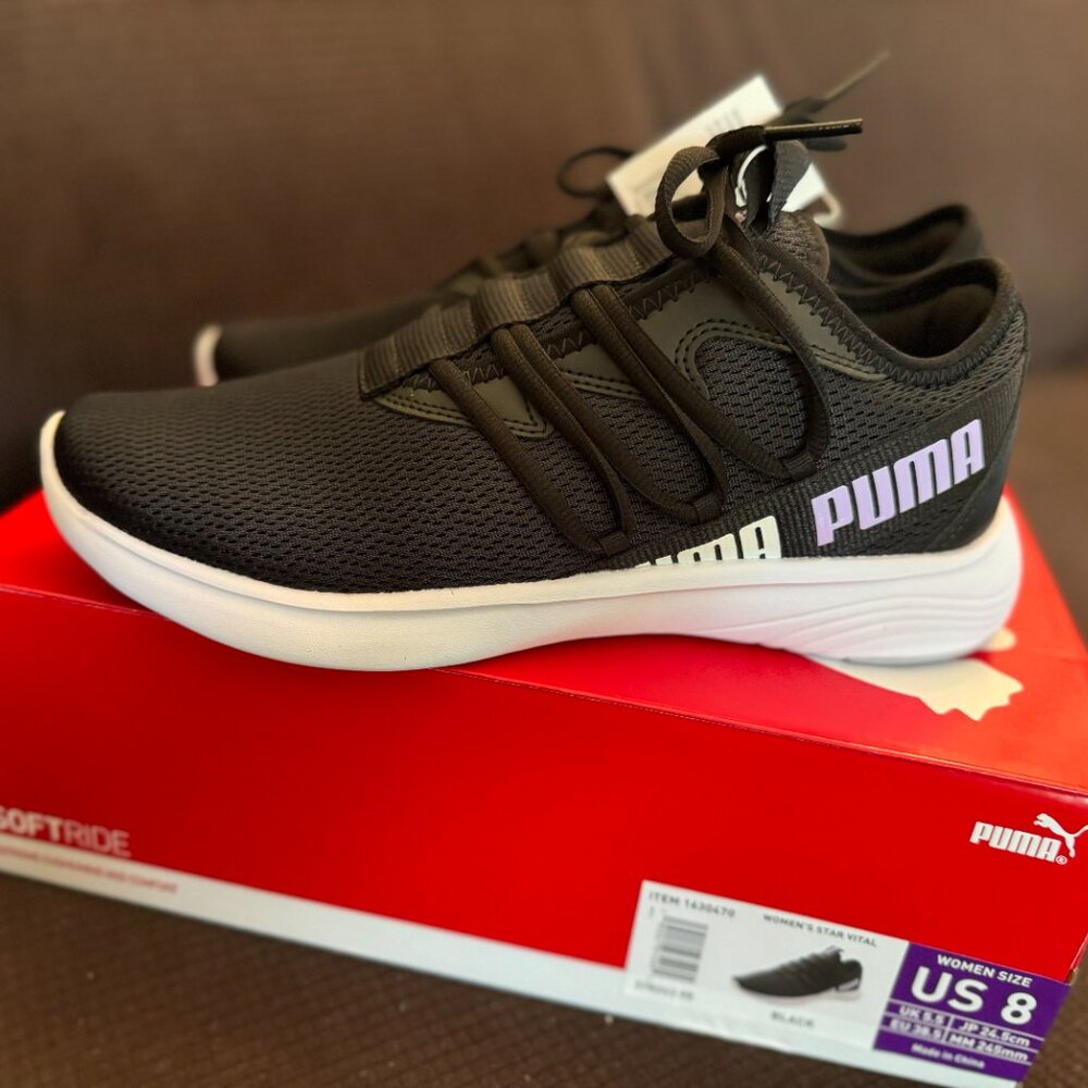 PUMA WOMEN'S STAR VITAL BLACK SOFTRIDE TENNIS SHOES - NEW IN BOX - Picture 4 of 4